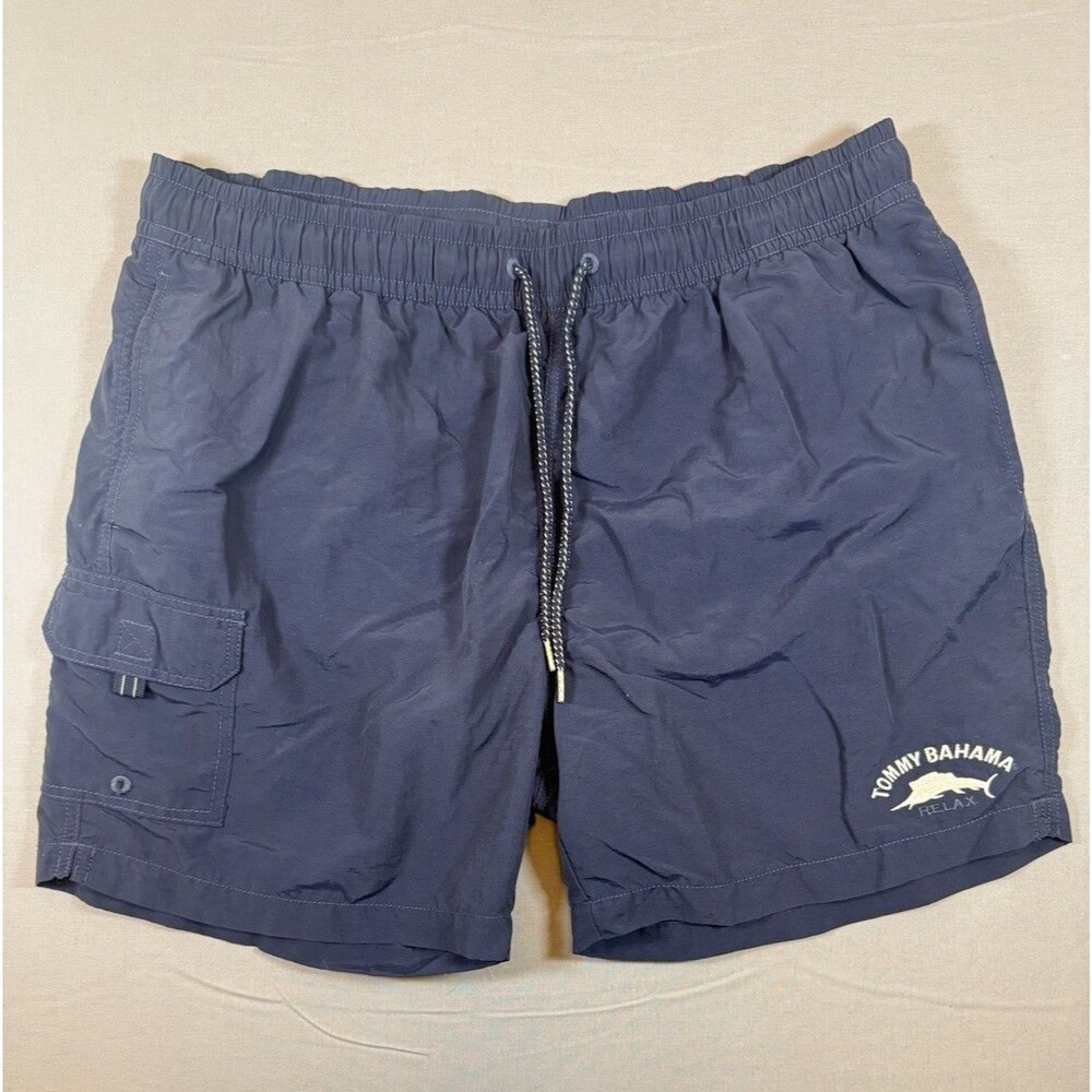 Men's Tommy Bahama Navy Relax Swim Trunks Drawstring Size Extra Long